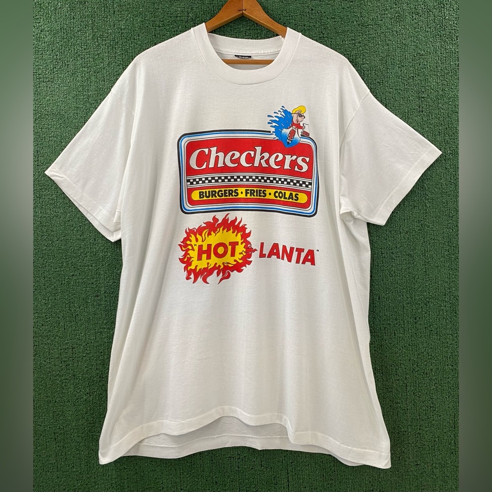 Vintage 90’s Checkers Burgers Atlanta GA Promo Double Sided T-Shirt Men’s SZ 2XL